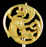 Art Noveau fiery chimera stickpin. (J9474)
