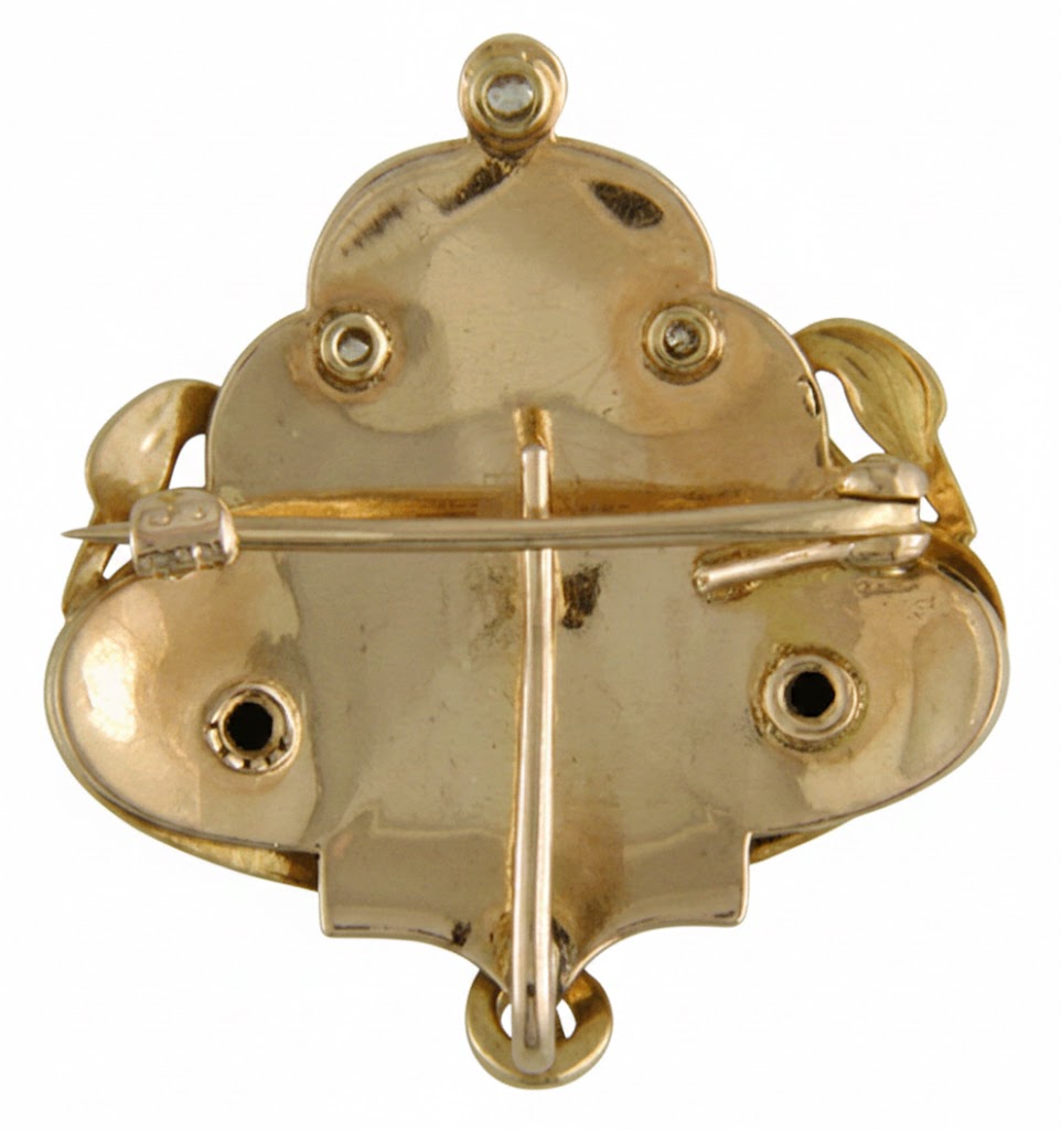 Krementz Art Nouveau swan and tulip brooch. (BR4809)