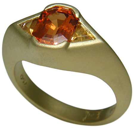 Spessartite garnet and tourmaline ring.