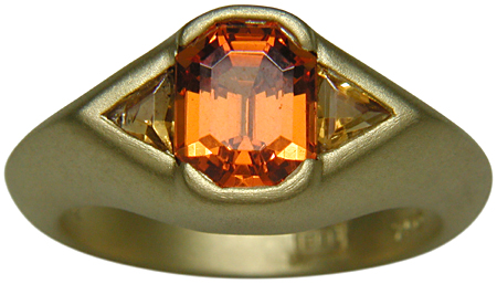 Spessartite garnet and tourmaline ring.