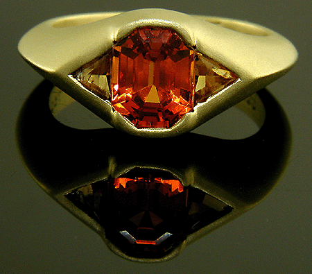 18kt gold spessartite garnet and tourmaline ring.