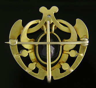 Bippart, Griscom Art Nouveau amethyst and pearl brooch. (J9071)