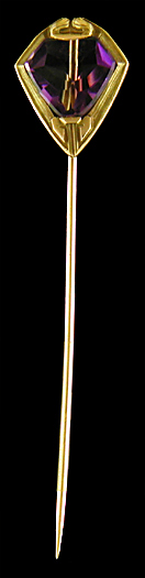 Hans Brassler Amethyst and Scrolls stickpin. (SP9620)