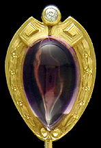 Brassler amethyst and diamond stickpin. (J9539)