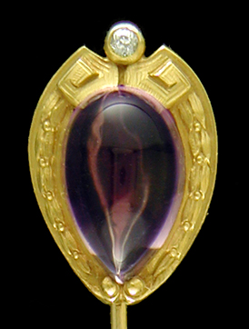 Brassler amethyst and diamond stickpin. (J9539)