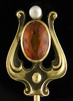 Brassler Citrine lyre stickpin. (J9113)