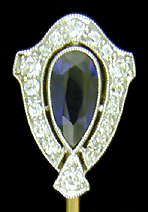 Hans Brassler sapphire and diamonds stickpin. (SP9636)