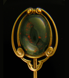 Hans Brassler scarab and bloodstone stickpin. (J9127)