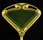 Hans Brassler Art Nouveau jade stickpin. (SP9588)