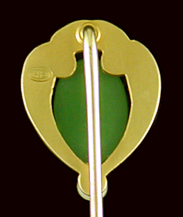 Hans Brassler jade and pearl stickpin. (J9414)