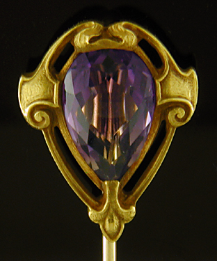 Hans Brassler medieval amethyst stickpin. (SP9421)