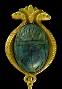 Hans Brassler scarab and serpent stickpin. (J9185)
