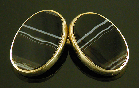 British banded onyx cufflinks. (J9224)