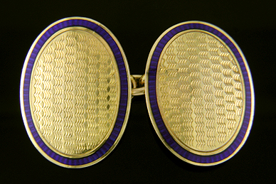 British blue enamel cufflinks. (J9029)