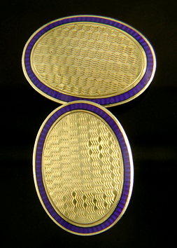 British blue enamel cufflinks. (J9029)