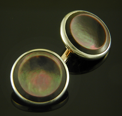 Tiffany platinum and abalone dress set. (J9372)