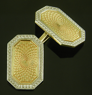 Carrington barleycorn gold and platinum cufflinks. (CL9563)