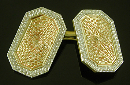 Carrington barleycorn gold and platinum cufflinks. (CL9563)