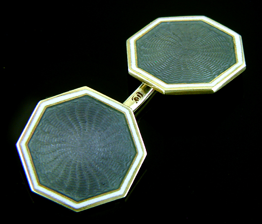 Carrington blue-gray enamel cufflinks. (CL9628)