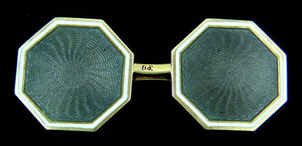 Carrington blue-gray enamel cufflinks. (CL9628)