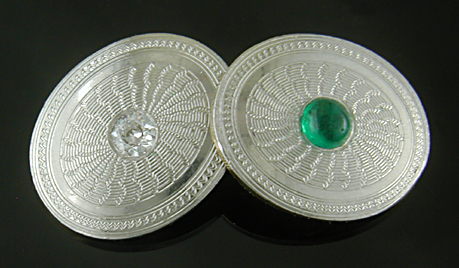 Carrington emerald and diamond cufflinks. (CL9598)
