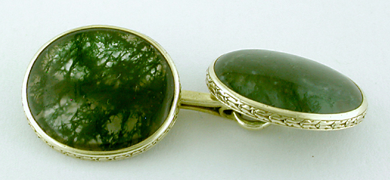 Carrington moss agate cufflinks. (CL9538)