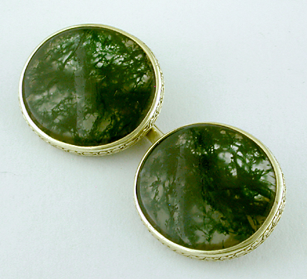 Carrington moss agate cufflinks. (CL9538)