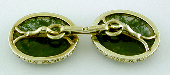 Carrington moss agate cufflinks. (CL9538)