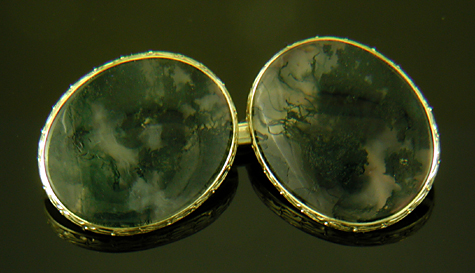 Carrington moss agate cufflinks. (J9332)