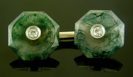 Carrington moss agate and diamond dress set. (J9354)