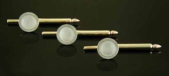 Carrington platinum and mother-of-pearl dress set. (J9250)