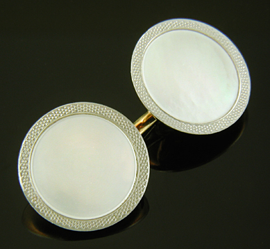 Carrington platinum and mother-of-pearl dress set. (J9250)