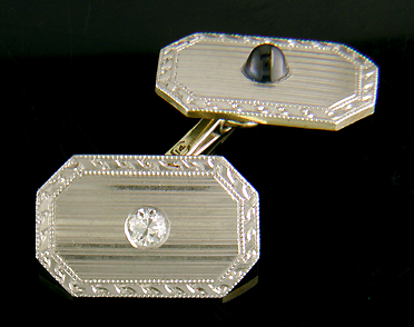 Carrington & Co. sapphire and diamond cufflinks. (J8986)
