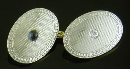 Carrington sapphire and diamond cufflinks. (J9343)