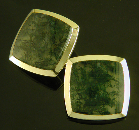 Carter, Gough moss agate cufflinks. (CL9711)