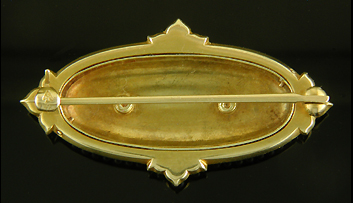 Carter blue guilloche enamel brooch. (J9306)