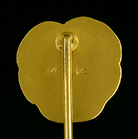 Carter, Howe Art Nouveau stickpin of woman and pansy. (J9166)