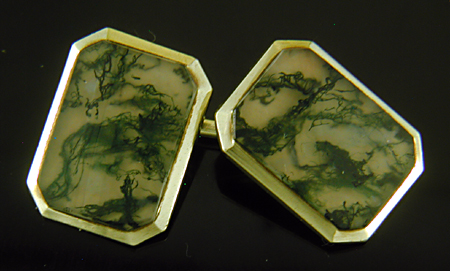 Carter, Howe moss agate cufflinks. (CL9541)