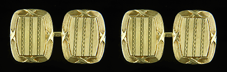 Cushion-shape 14kt gold antique cufflinks.