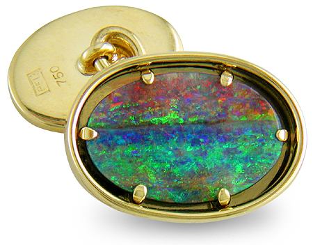 Custom Boulder Opal and Diamond Cufflinks in 18kt Yellow Gold from Bijoux Extraordinaire,  the custom cufflink experts