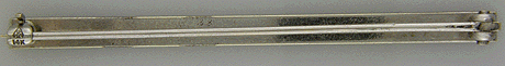 Rear view of Edwardain bar pin in 14kt white gold.