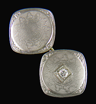 Antique platinum and diamond cufflinks. (J8976)