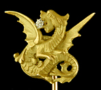 French stickpin of rising dragon with diamond. (J9163)