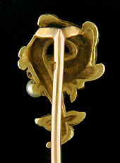 French stickpin of sea serpent and pearl. (J9021)