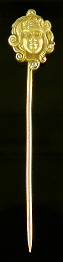 Art Nouveau stickpin of lady with diamond. (J9085)