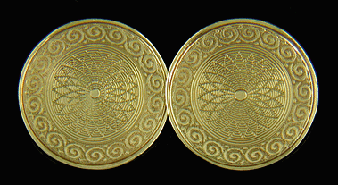 uger 14kt gold engine-turned cufflinks. (J8457)