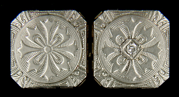 Antique white gold and diamond cufflinks. (J8978)