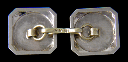 Antique white gold and diamond cufflinks. (J8978)