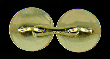Charles Keller Arts & Crafts blue enamel and gold cufflinks. (J8999)