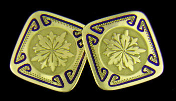 Charles Keller blue enamel and gold cufflinks. (J8848)